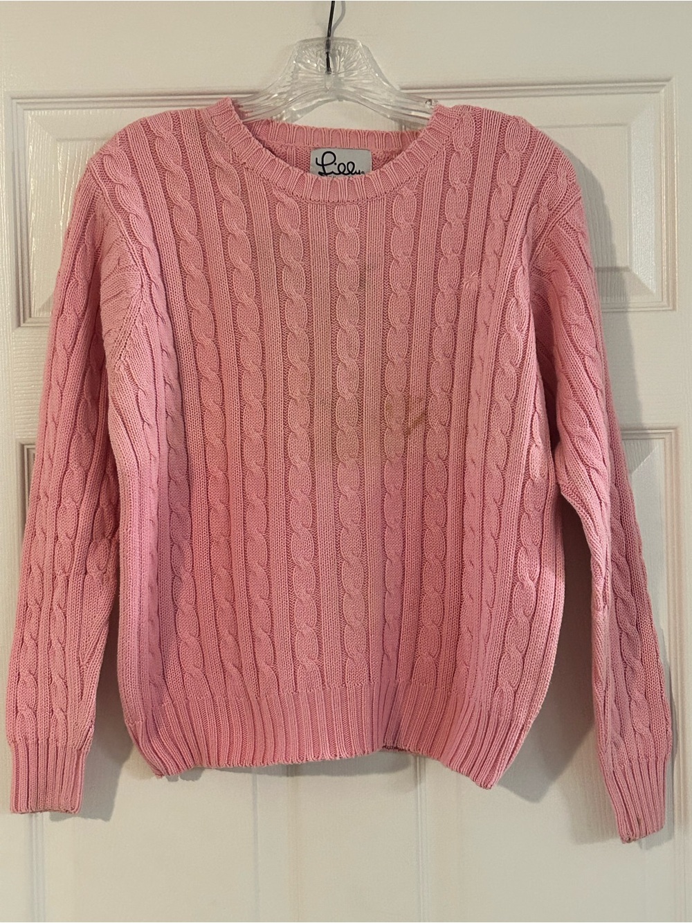 Lilly Pulitzer 100% Cotton Pink Cable Knit Crew Neck Sweater Small